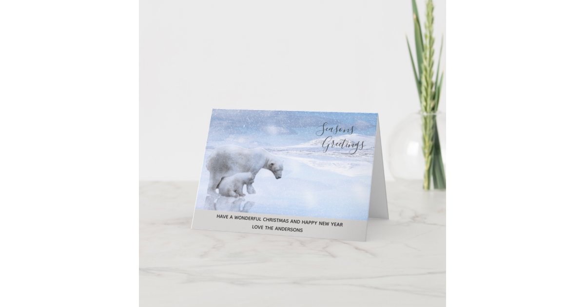 Polar Bear Cub Winter Snow Xmas Photo Personalized Holiday Card | Zazzle