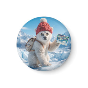 Polar Bear Cub With Beanie and Sunglasses Design Magnet