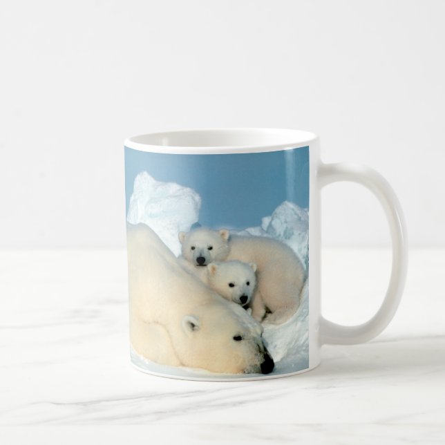 Polar Bear & Cubs by Steve Amstrup Coffee Mug (Right)