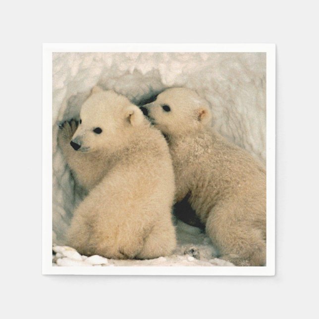 Polar Bear Cubs in the Snow Napkins (Front)
