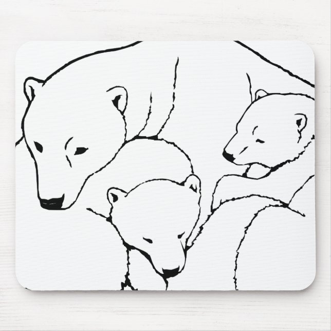 Polar Bear & Cubs Mousepad Twin Bears Art Mousepad (Front)