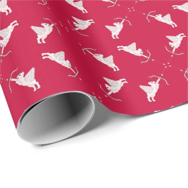 Polar Bear Cupids Wrapping Paper (Roll Corner)
