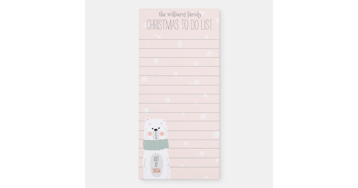 Polar bear - Cute Christmas To Do List Magnetic Notepad | Zazzle