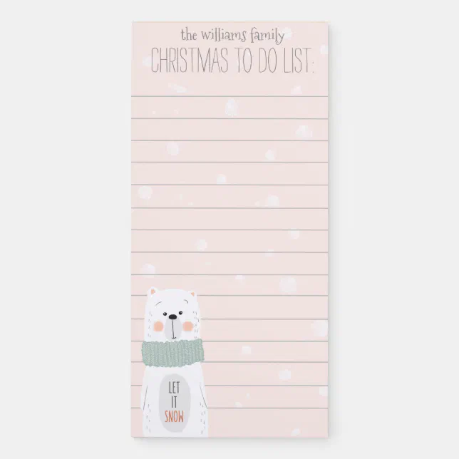 Polar bear - Cute Christmas To Do List Magnetic Notepad | Zazzle