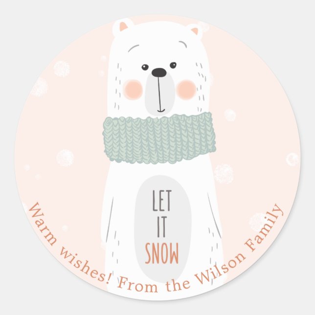Polar bear - Cute Personalized Christmas Sticker (Front)