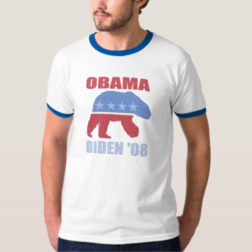 Polar Bear Democrat Obama Biden Ringer Mens Shirt