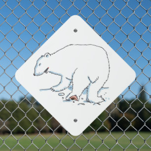Polar Bear diamond metal sign