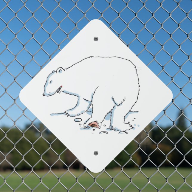 Polar Bear diamond metal sign (In Situ(Fence))