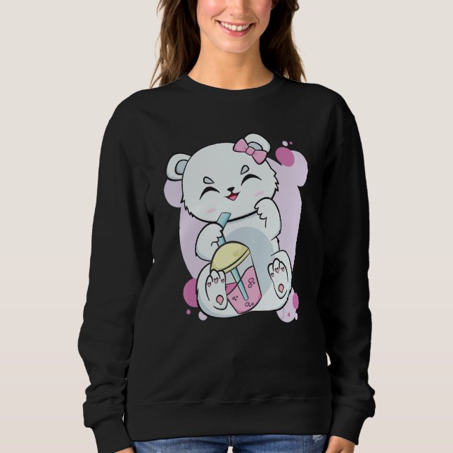 Polar Bear Drinking Boba Flavor With Black Milk Te Sweatshirt (Front)