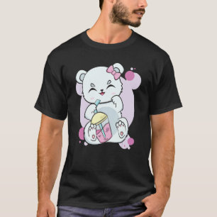 Polar Bear Drinking Boba Flavor With Black Milk Te T-Shirt