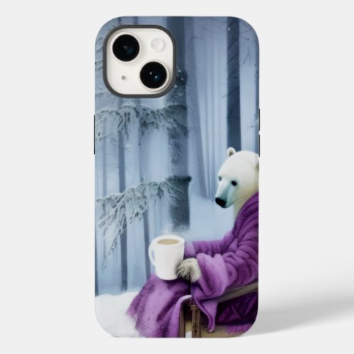 Polar Bear Drinking Coffee Case_Mate iPhone 14 Case