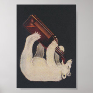 Polar Bear Drinking Out of a Bottle Poster