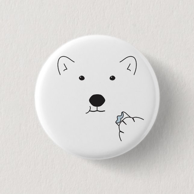 Polar Bear Eating a Marshmallow Button (Front)