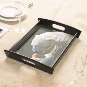 Polar Bear Eating Fruit Display Serving Tray