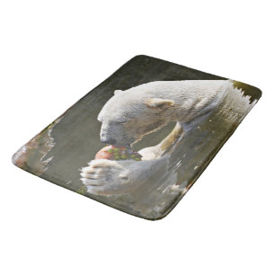 Polar Bear Eating Fruit Image Art Bathroom Mat