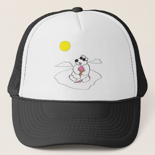 Polar Bear Eating Ice Cream Cone Trucker Hat (Front)