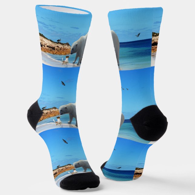 Polar Bear Encounter, Crew Socks (Angled)