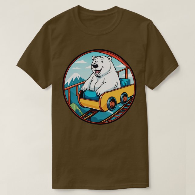 Polar Bear Enjoying a Roller Coaster Ride T-Shirt (Design Front)