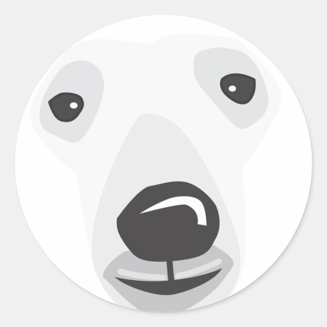 Polar Bear Face Classic Round Sticker (Front)
