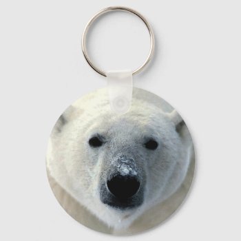 Polar Bear Face Keychain by made_in_atlantis at Zazzle