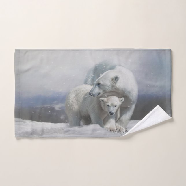 Polar Bear Family Bath Towel (Hand Towel)