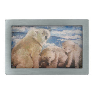 Polar Bear Family Belt Buckle
