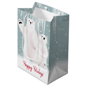 Polar Bear Family In Snow Medium Gift Bag