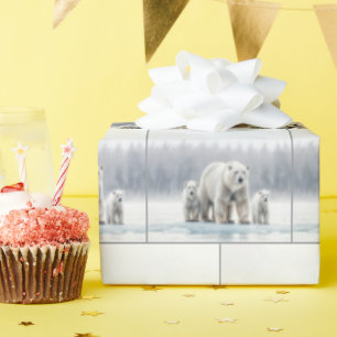 Polar Bear Family On an Ice Floe Wrapping Paper