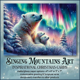 Polar Bear Family Psalm 19 Christmas Holiday Card