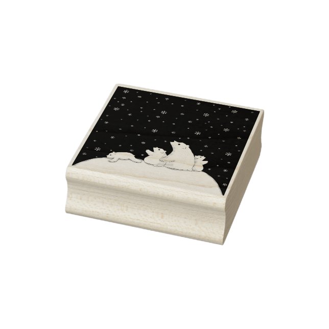 Polar Bear Family Rubber Stamp (Stamp)
