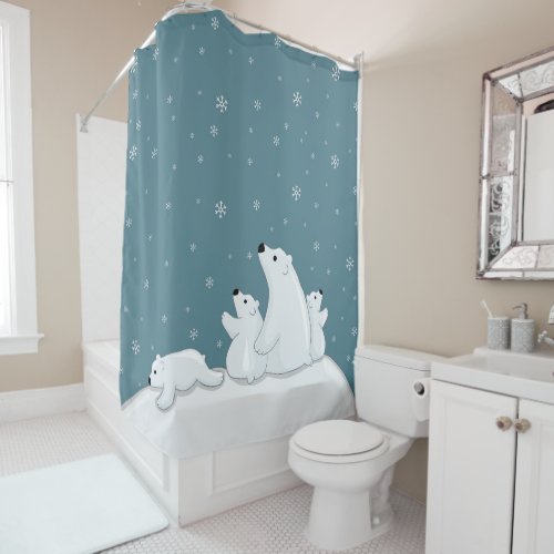 Polar Bear Family Shower Curtain