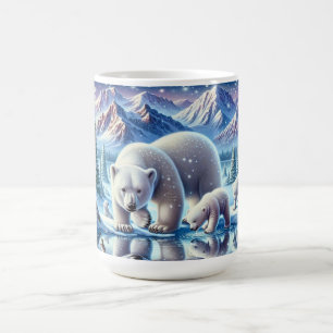 Polar Bear Family Snowy Scene Painting Coffee Mug