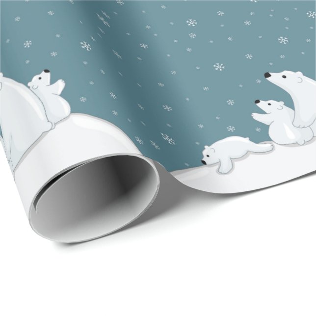 Polar Bear Family Wrapping Paper (Roll Corner)