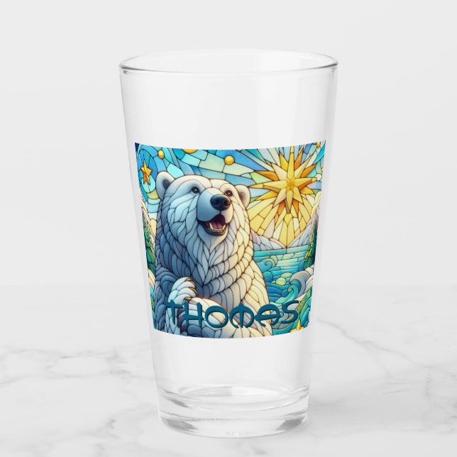 Polar Bear Faux Stained Glass Personalized (Front)