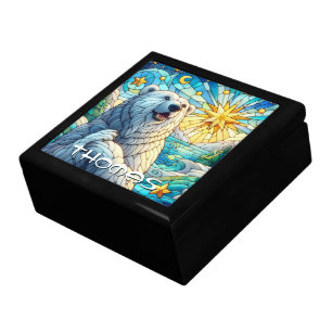 Polar Bear Faux Stained Glass Personalized Gift Box