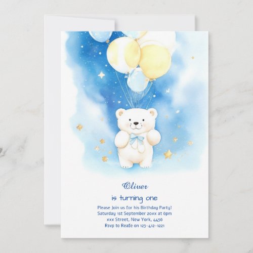 Polar Bear First Birthday Invitation