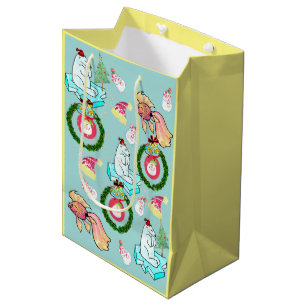 Funny Fish Christmas Bass Fishing Cute Cartoon Medium Gift Bag, Zazzle