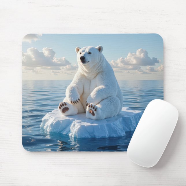 Polar Bear Floating On an Ice Floe Mouse Pad (With Mouse)