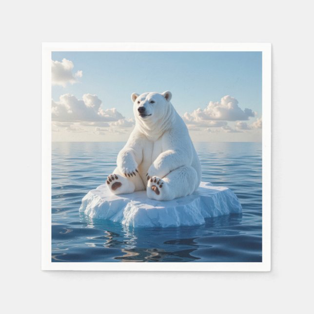 Polar Bear Floating On an Ice Floe Napkins (Front)