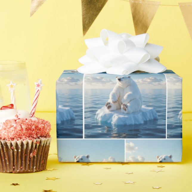 Polar Bear Floating On an Ice Floe Wrapping Paper (Birthday Party)