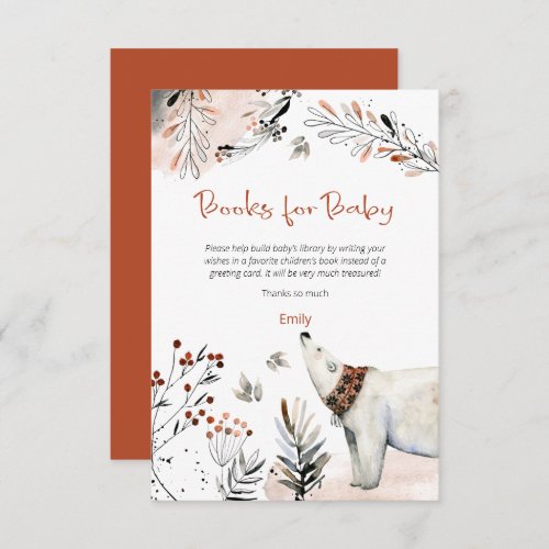 Polar Bear Foliage Books for Baby Shower Enclosure Card