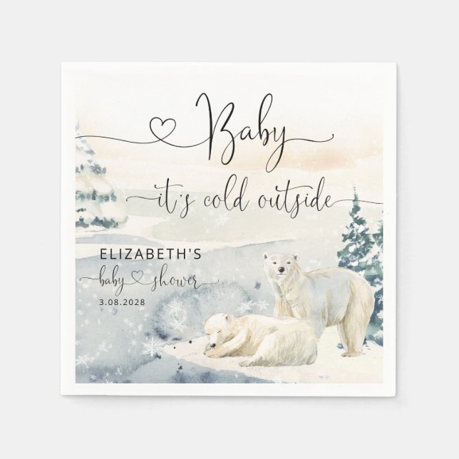 Polar Bear | Forest Baby Shower Napkins (Front)