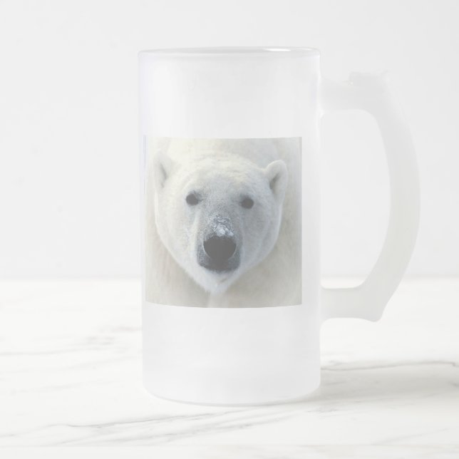 Polar Bear Frosted Glass Beer Mug (Right)