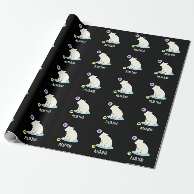 Polar Bear Funny Science Pun Dark BG Wrapping Paper (Unrolled)