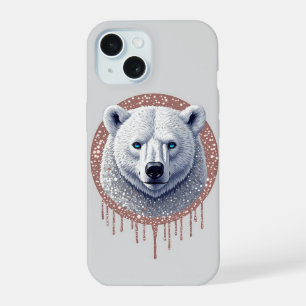 Polar Bear Geometric Portrait Soft Neutral Tones iPhone 15 Case
