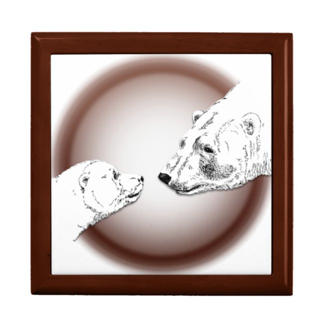 Polar Bear Gift Box Mother & Cub Jewelry Box (Front)