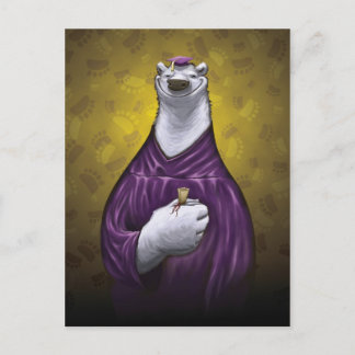 Polar Bear Graduation Post Card Purple