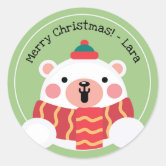 Cute Merry Christmas Stickers with Bear