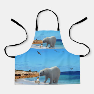 Polar Bear Greeting, Kids Full Print Apron