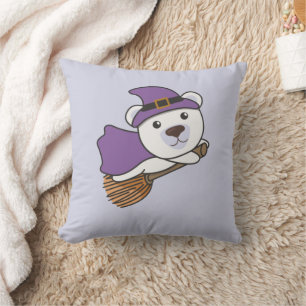 Polar Bear Halloween Witch Kids Witches Costume Throw Pillow